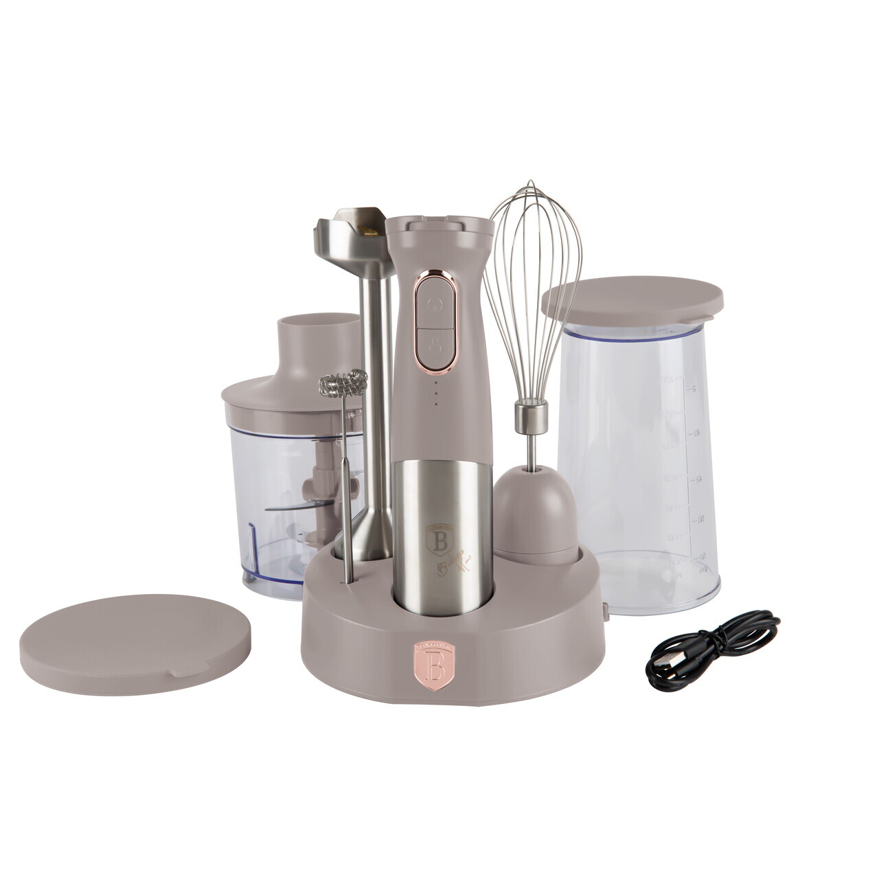 Set blender 6 in 1 Berlinger Haus, Taupe, 200W, inox/plastic, taupe mat - imagine 6